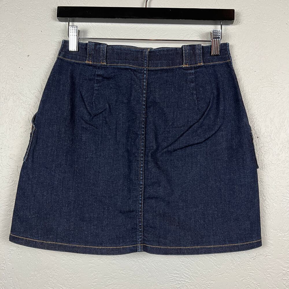 Banana Republic Button Front Denim Mini Skirt Dark Wash Pockets - 0 - Picture 3 of 4